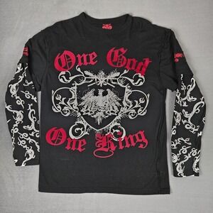 MRG Made Right Genuine Shirt Mens 2XL Black Long Sleeve Cybergoth Y2K AOP Grunge